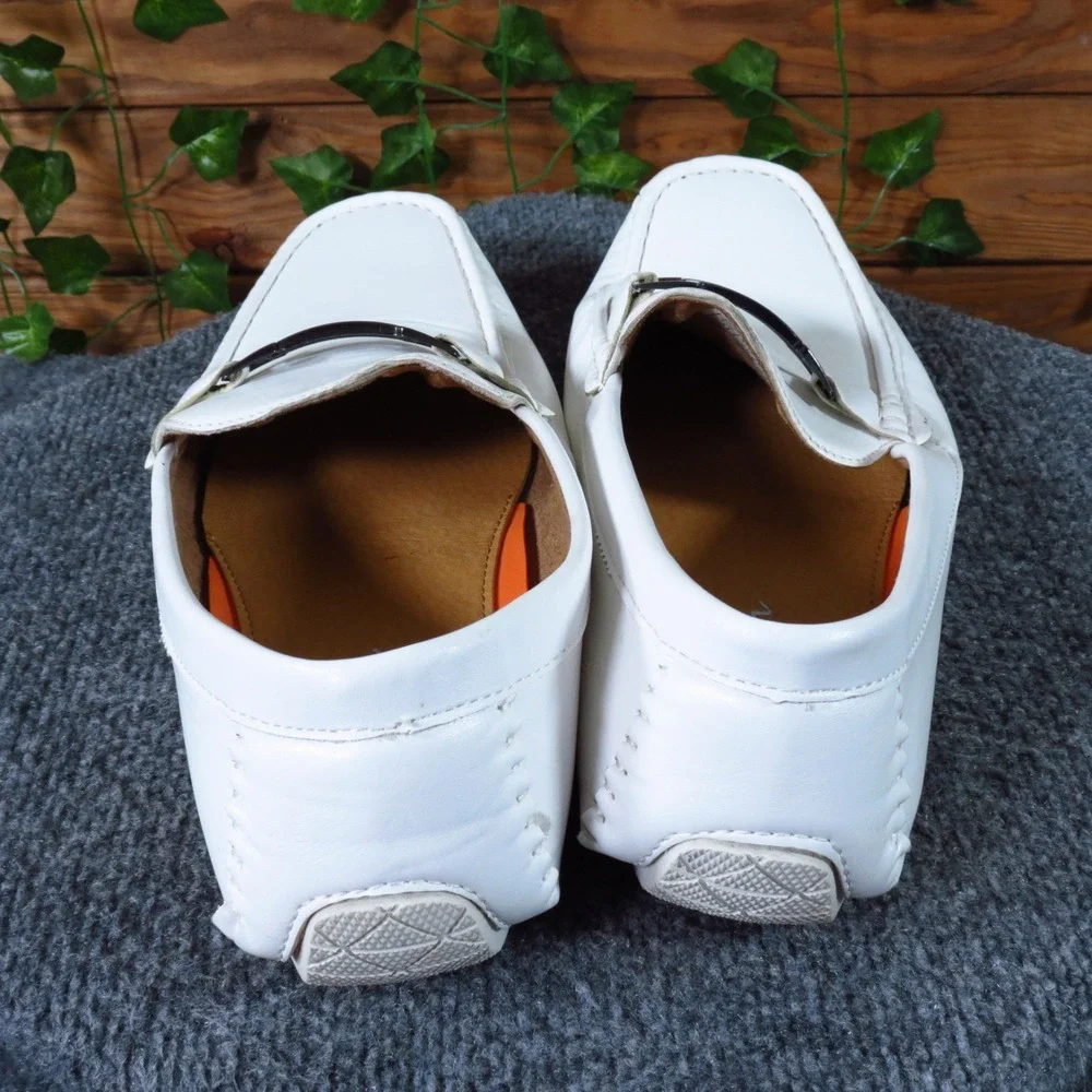 Jousen AMY801 Men Driving Moccasin Loafers Size 11 Casual Walking‎ White Leather